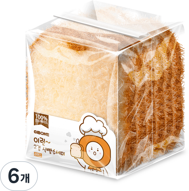기본에 이런 2겹 식빵수세미, 6개입, 6개