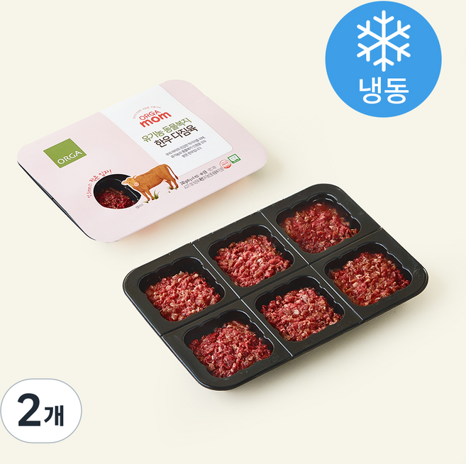 ORGA 유기농 인증 mom 한우 다짐육 6개입 (냉동), 240g, 2개