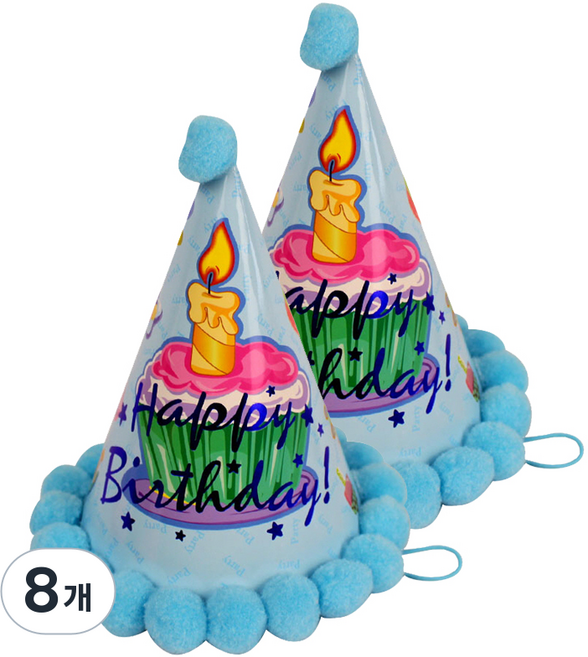 Partybok.com 尖頂帽, 藍色蛋糕, 8個