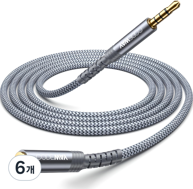 코드웨이 4극 이어폰 연장선 오디오 연장케이블, 1m, 6개