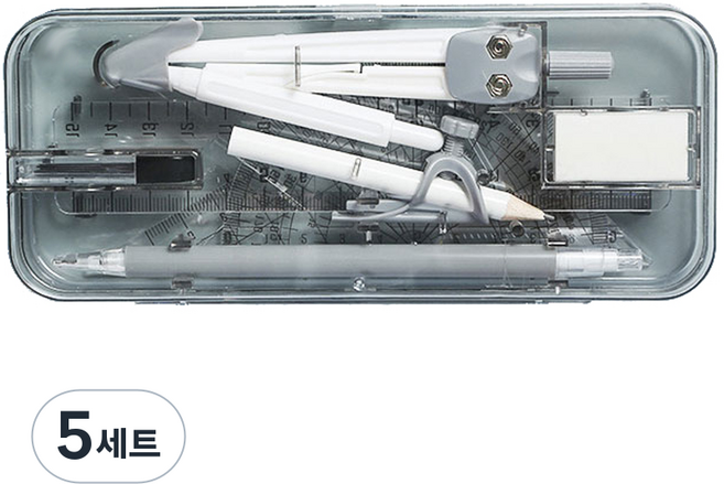 유로엔젤 제도용 캠퍼스 룰러 9종 + 필통 문구세트, 블랙, 5세트