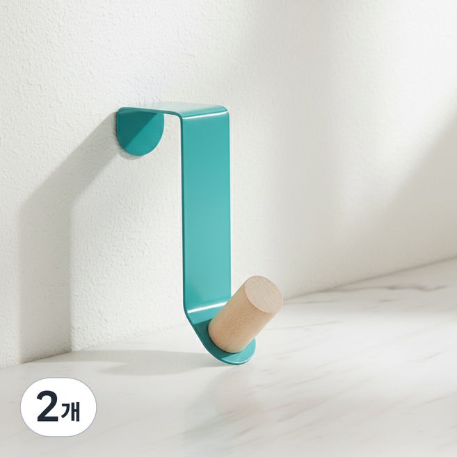 마켓피아 행거 다용도 옷 모자 도어훅, 블루, 2개