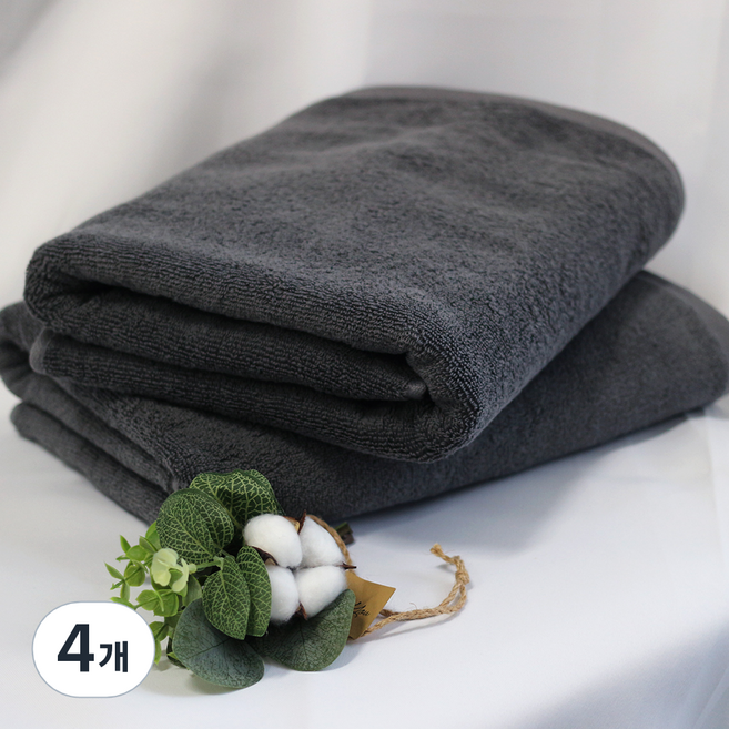 코튼클라우드 호텔 바스타올 450g 30수 면사, 딥그레이, 4개