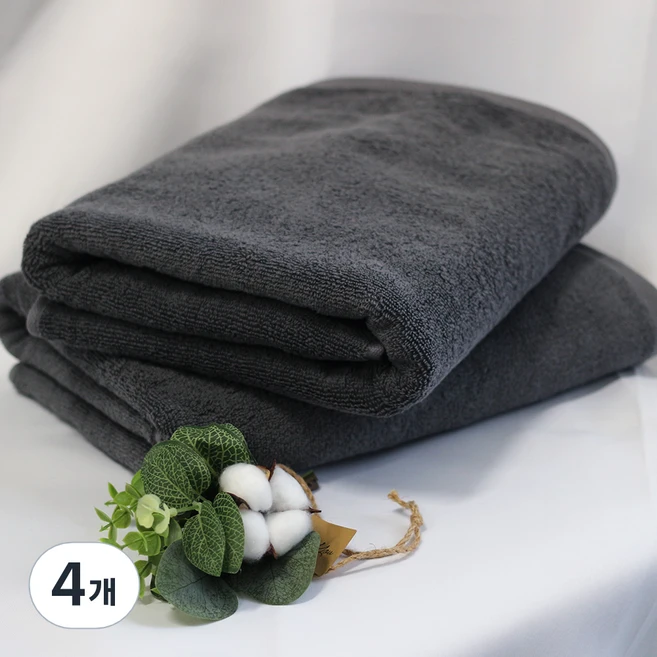 코튼클라우드 호텔 바스타올 450g 30수 면사, 딥그레이, 4개 - 쿠팡