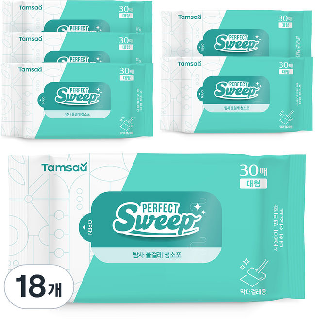 탐사 물걸레 청소포 대형 30매 리필, 18개