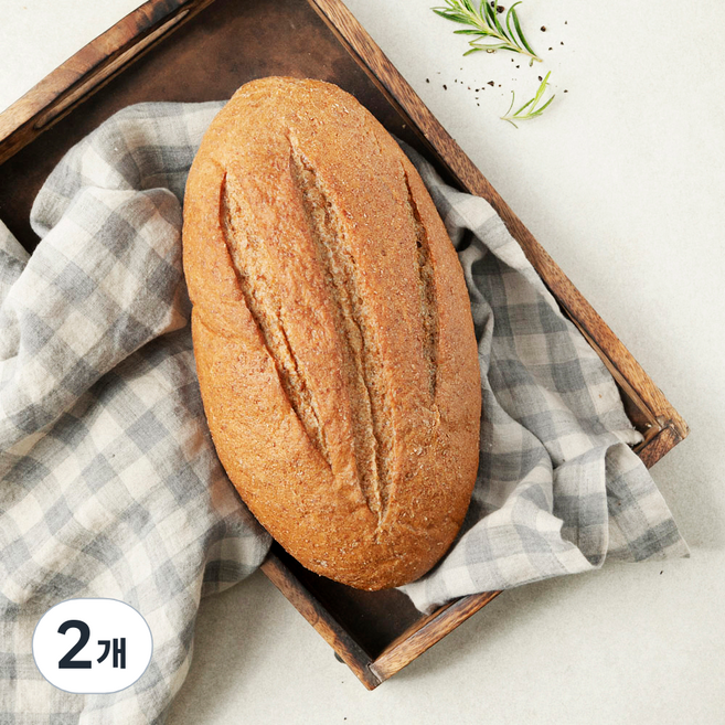 브로드카세 발효종 저당 순수 호밀통밀빵, 380g, 2개, 1개입