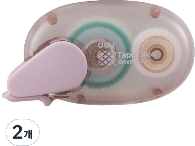 델리 몽돌 양면 풀테이프 6mm x 8m, 2개, 핑크