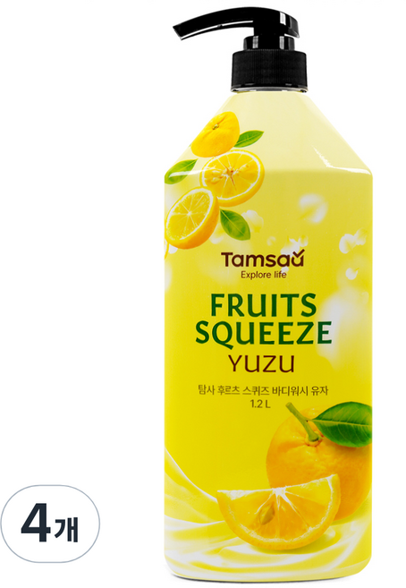 탐사 후르츠 스퀴즈 바디워시 유자, 4개, 1.2L