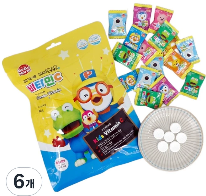 태양생활건강 뽀롱뽀롱 뽀로로 비타민C, 50정, 6개 - 쿠팡