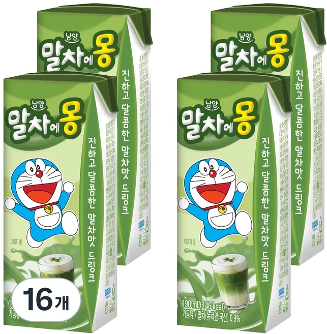 남양유업 말차에몽 우유, 190ml, 16개 - 쿠팡