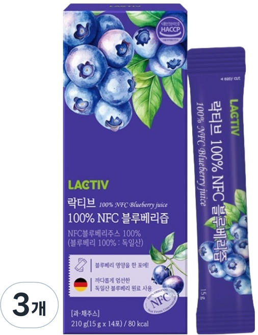 LACTIV 100% NFC 藍莓汁 14入, 15g, 3個