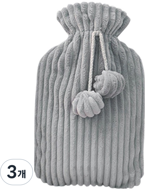 솔르 뜨거운 물병 물 채우기 손난로 온수찜질팩 1000ml 멜란지그레이 16.5 x 27 x 3 cm, 3개