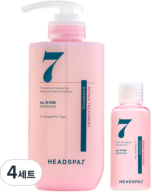 헤드스파7 리페어 트리트먼트 샴푸 500ml + 70ml 세트, 4세트
