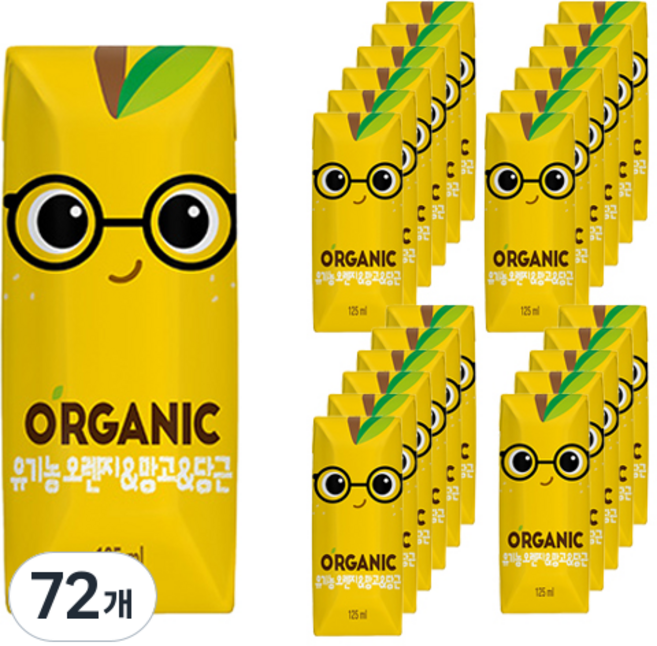 롯데칠성음료 오가닉 오렌지 망고 당근 주스, 125ml, 72개