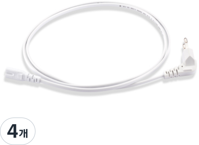 삼정 컴퓨터 모니터 파워 전원 케이블 ㄱ자브래트형 / 8자 WHITE AC 220V, 4개, 2m