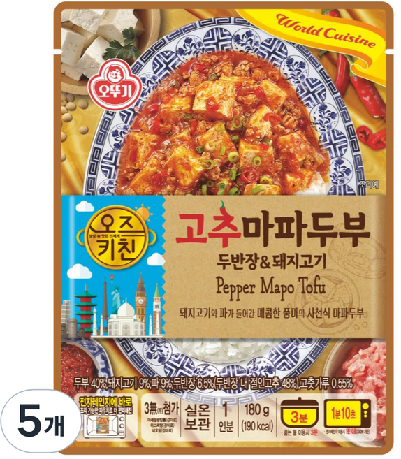 오즈키친 오뚜기 고추마파두부, 5개, 180g