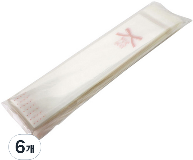 이홈베이킹 빼빼로 비닐 포유리본 핑크 접착 6 x 25 cm 약 200장, 혼합 색상, 6개