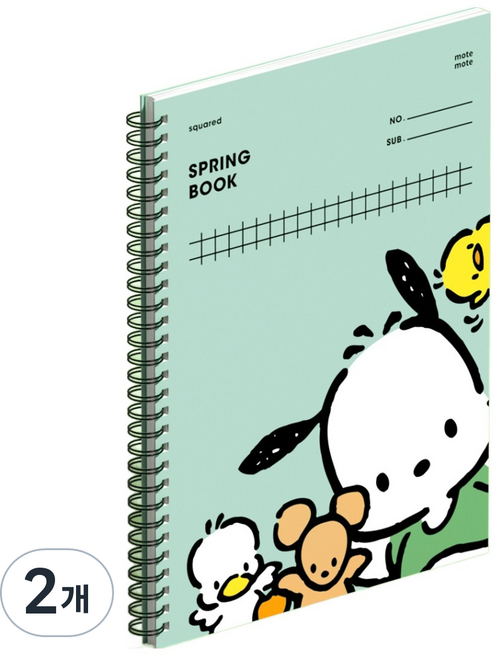 모트모트 스프링북 노트, 스퀘어드 포차코, 2개