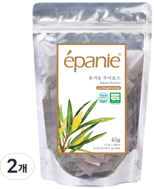 에빠니 유기농 루이보스 허브차 삼각망 티백, 1.5g, 30개입, 2개