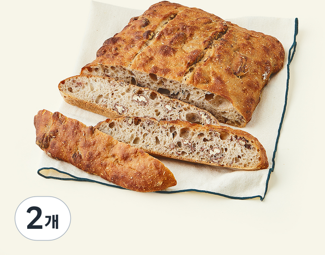 브로드카세 72시간 발효 저당 호밀 사워도우 피칸 깜빠뉴, 550g, 2개, 1개입