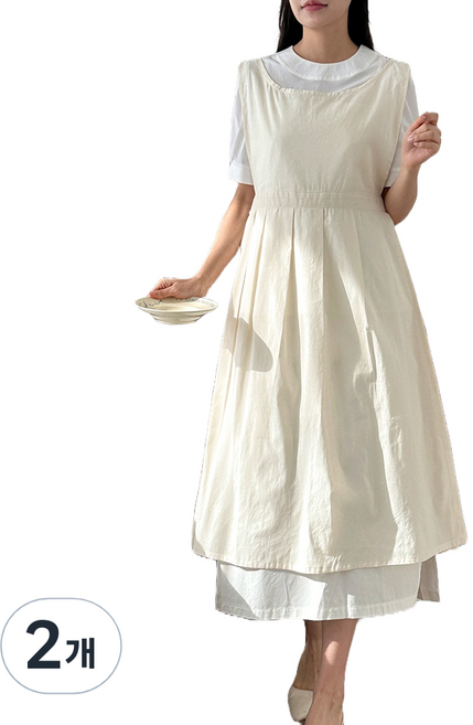 까사베르데 네드 라인 슬릿 랩 롱앞치마, 아이보리, 2개