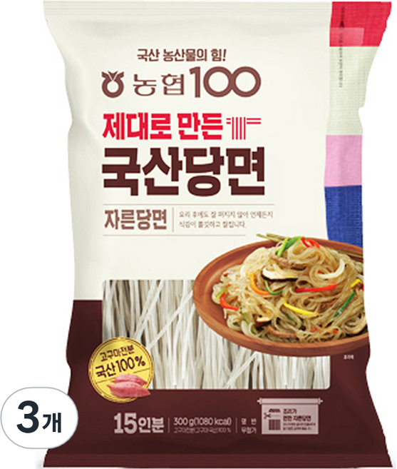 농협100 제대로 만든 자른당면, 300g, 3개