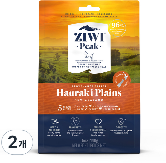 지위픽 강아지 독식품 프로비넌스 하우라키 플레인즈 건식사료, 닭, 140g, 2개