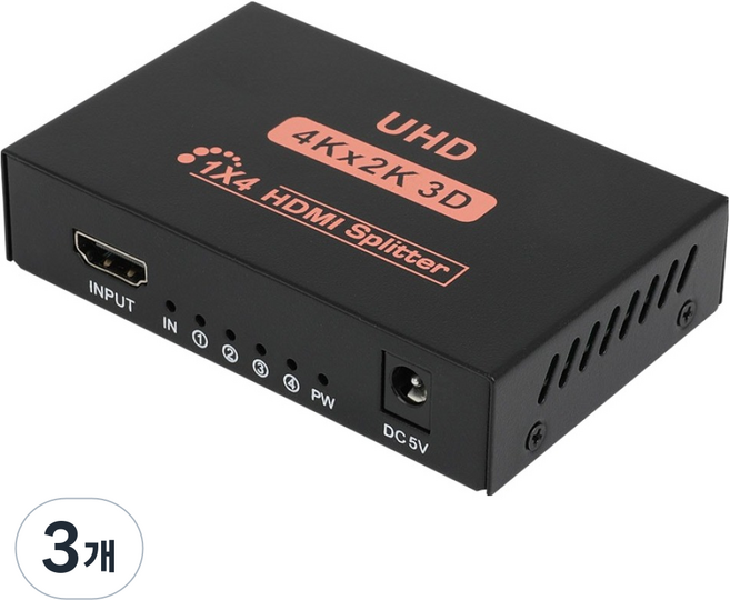 넥시 4K 1:4 HDMI 분배기 NX1407, 블랙, 3개