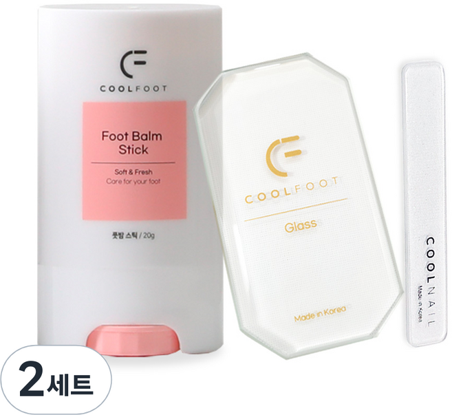 쿨풋 풋케어 발각질제거기 + 네일샤이너 버퍼 + 풋스틱 20g, 2세트
