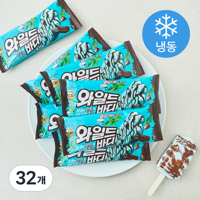롯데웰푸드 와일드바디 민트초코 (냉동), 32개, 1개입, 75ml