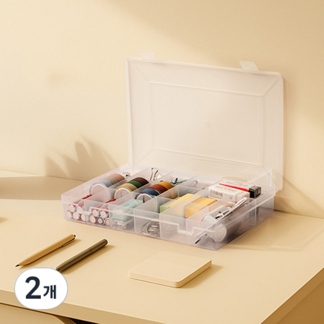 이즈리빙 16칸 칸막이 소품 정리함, 투명, 2개