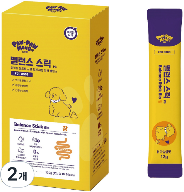 포포몽 반려동물 깨끗한나라 밸런스 스틱 PB 10p, 120g, 2개, 닭가슴살