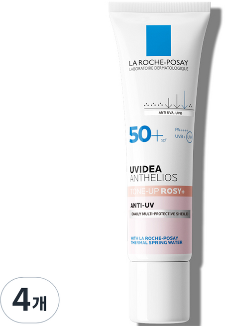 라로슈포제 유비데아 톤업 로지 플러스 글로우 선크림 SPF50+ PA++++, 30ml, 4개