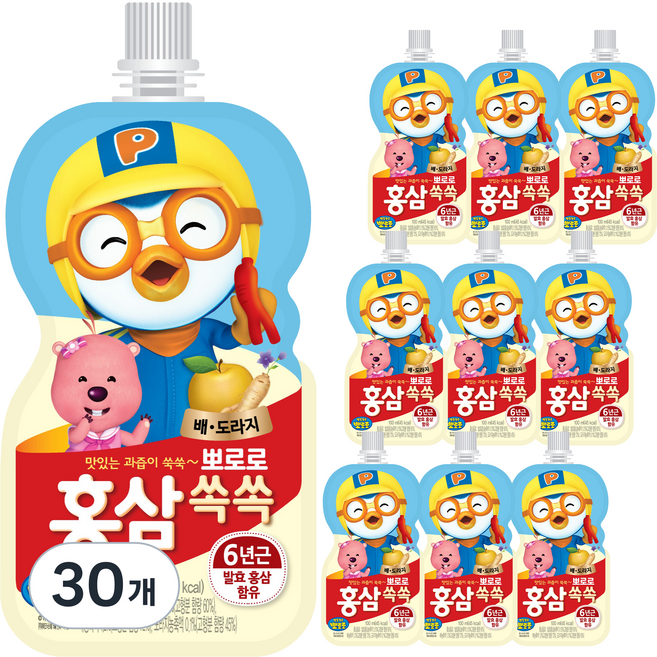 paldo 八道 Pororo紅參梨桔梗飲, 100ml, 30個