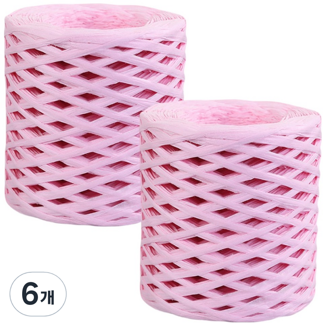 코히모 종이 라피아실 가방 뜨개 포장실 200m 120g 5W0562, 6개, 핑크