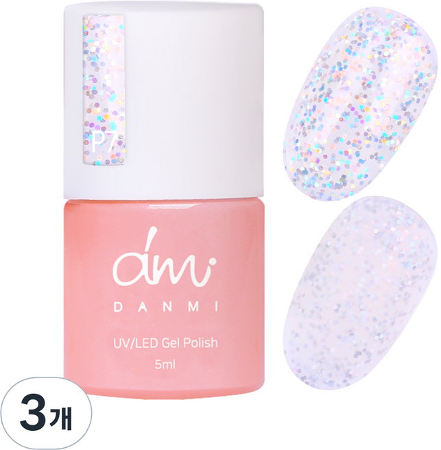 단미 컬러 젤네일, P7 홀로그램파티, 5ml, 3개