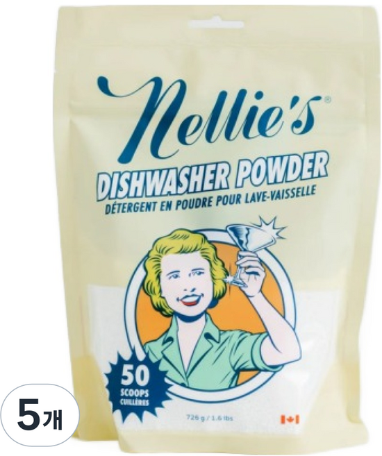 넬리 자동 식기세척기 세제 리필파우치, 726g, 5개