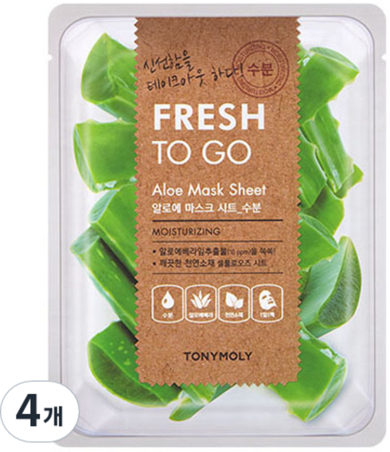 토니모리 프레쉬 투고 알로에 마스크 시트, 1개입, 4개