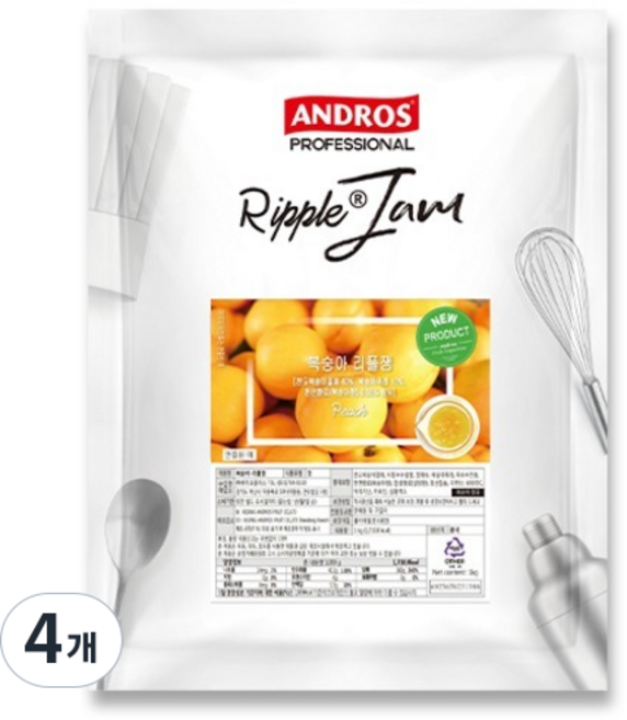 안드로스 복숭아 리플잼, 1kg, 4개