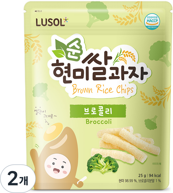 루솔 순 현미쌀과자 브로콜리, 브로콜리 맛, 25g, 2개