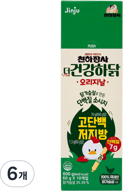건강하닭 천하장사 더 소시지, 600g, 6개