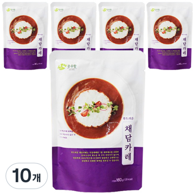 순수람 부드러운 채담카레, 160g, 10개