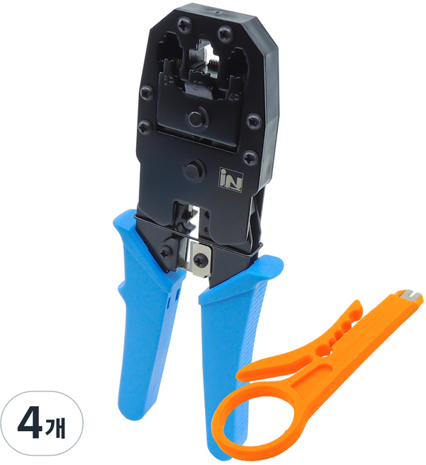인네트워크 3in1 압착 랜툴 + 탈피기 세트 IN-315, 혼합색상, 4개, 197mm