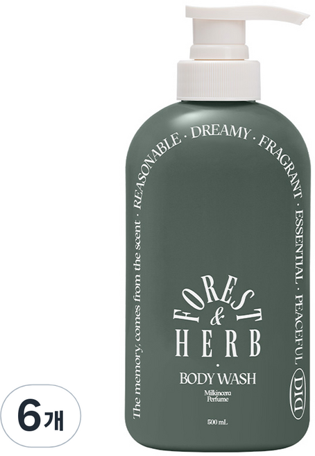 오디드 밀크인세라 퍼퓸 바디워시 포레스트허브, 6개, 500ml