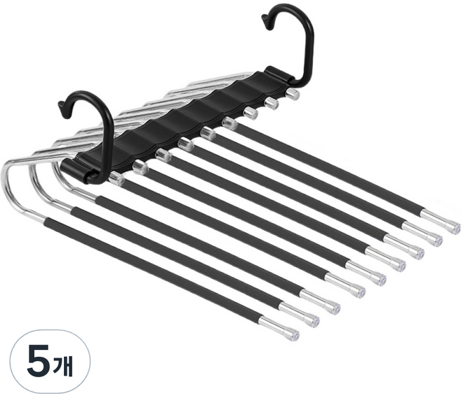 솔브리빙 미끄럼방지 9단 접이식 바지걸이, 블랙, 5개