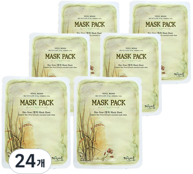 Jayeonmaeul 쌀겨 마스크팩, 1개입, 24개