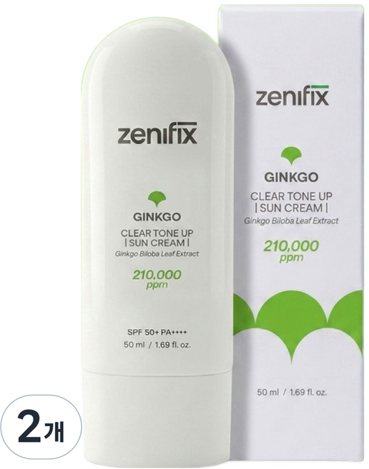 제니픽스 징코 클리어 톤업 선크림 SPF50+ PA++++, 2개, 50ml