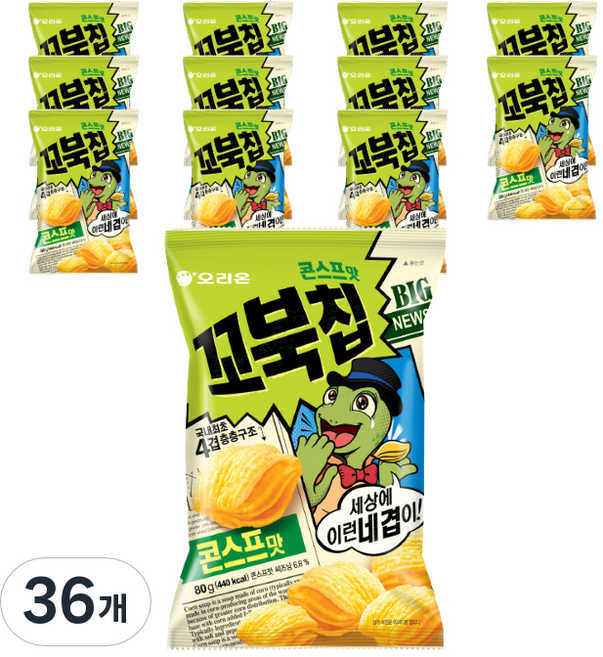 Orion 好麗友 KkobukChip 烏龜餅乾-關閉 玉米濃湯口味, 80g, 36個