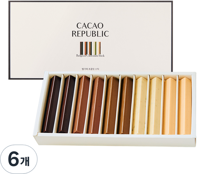 카카오리퍼블릭 벨기에 초콜릿 스틱 10구 선물세트, 140g, 6개