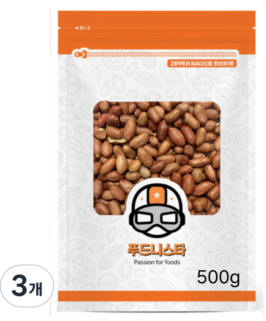 푸드니스타 볶음땅콩, 500g, 3개